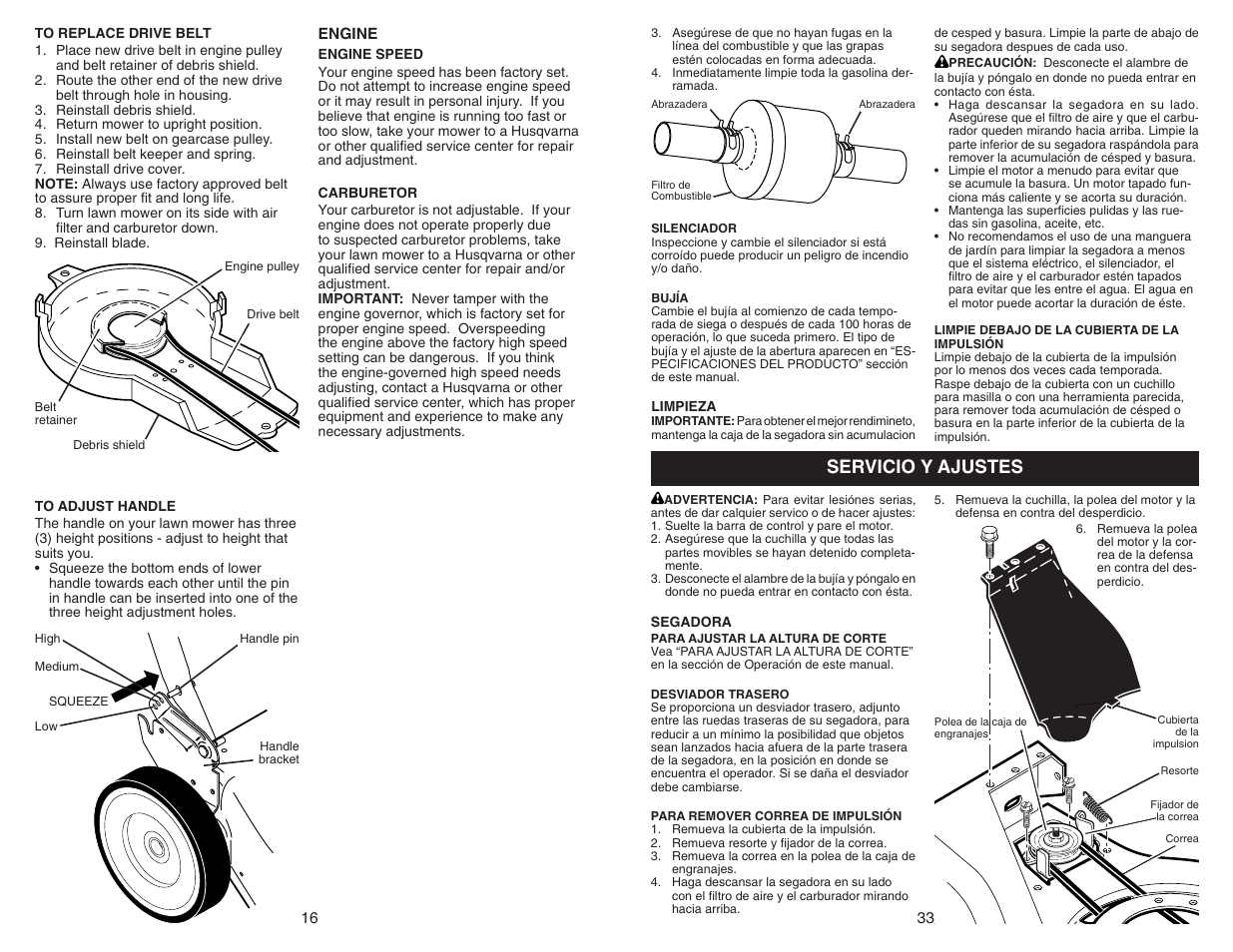 Servicio y ajustes | Husqvarna 917.37723 User Manual | Page 16 / 24