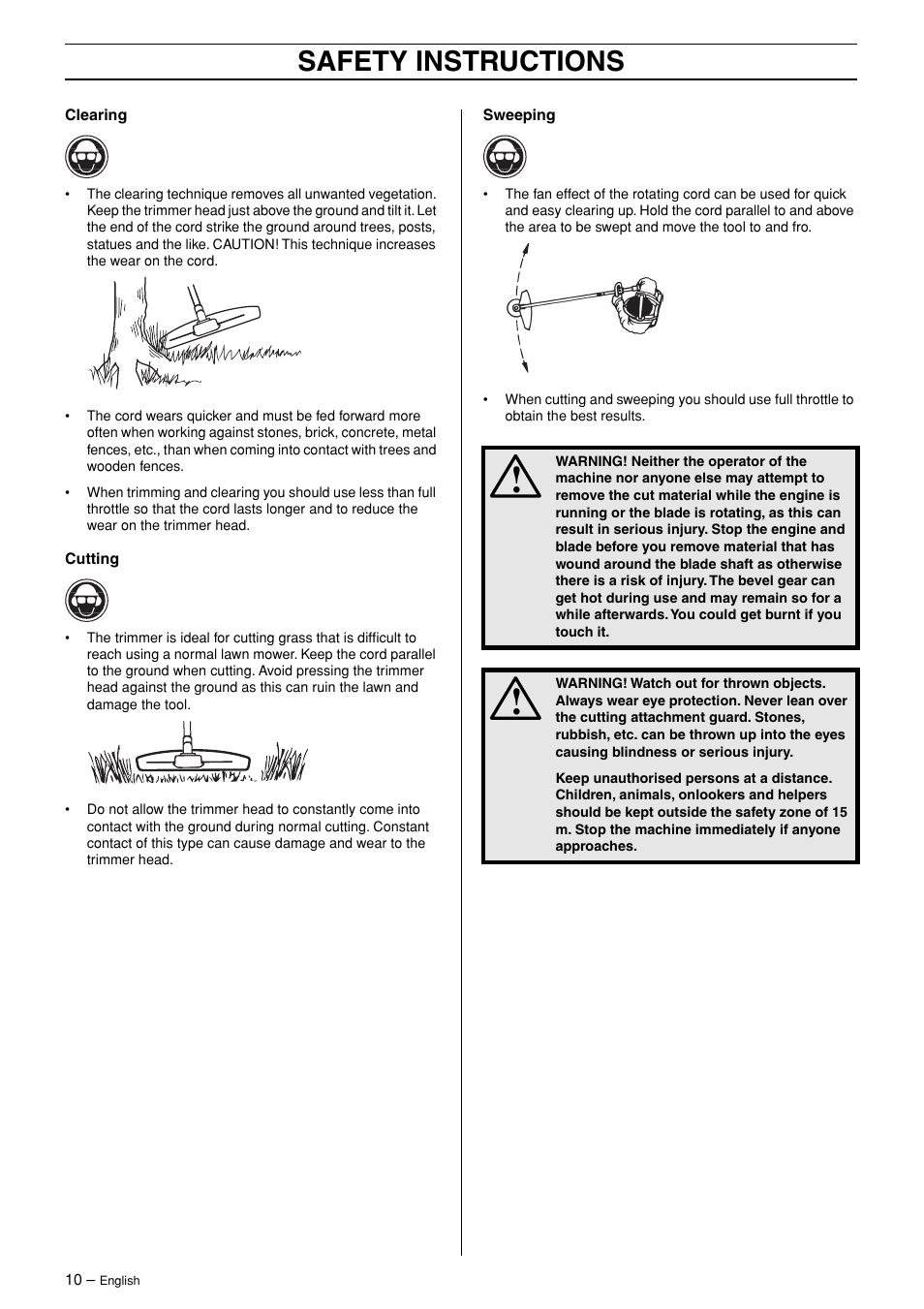 Safety instructions | Husqvarna 324LX User Manual | Page 10 / 28