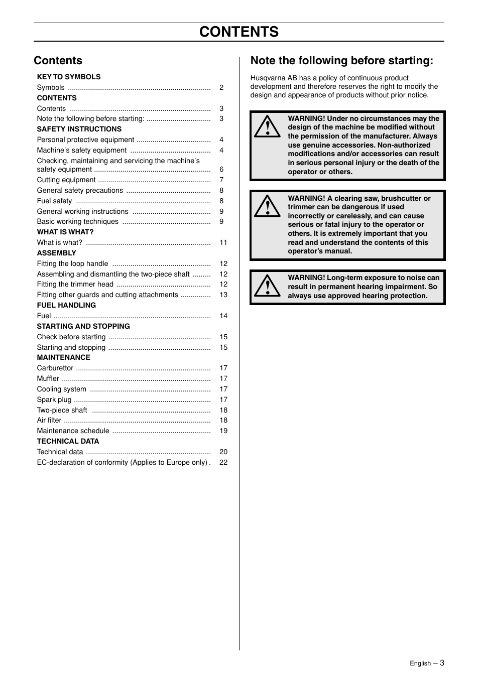 Husqvarna 324LX User Manual | Page 3 / 28