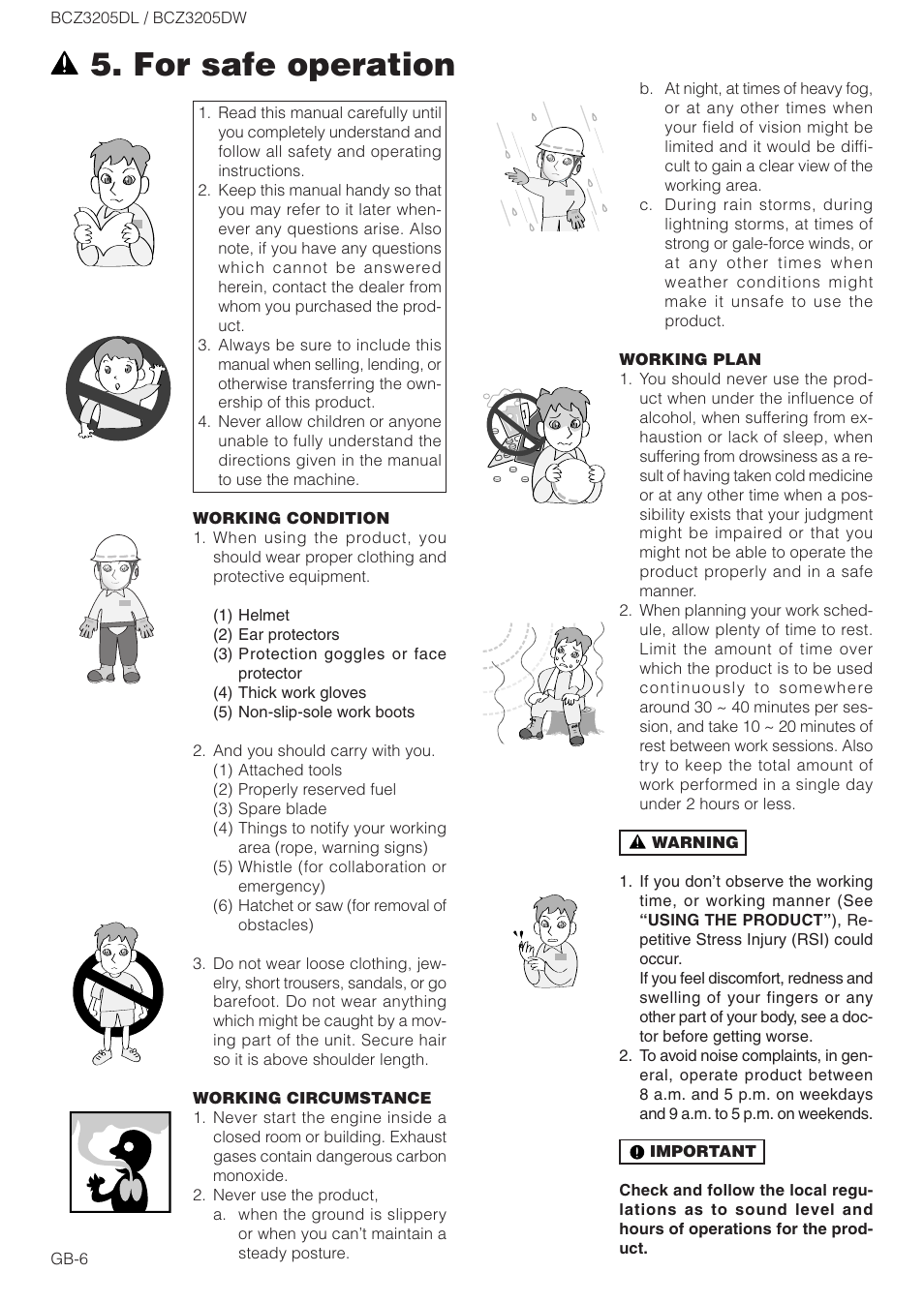 For safe operation | Husqvarna BCZ3205DL User Manual | Page 6 / 18