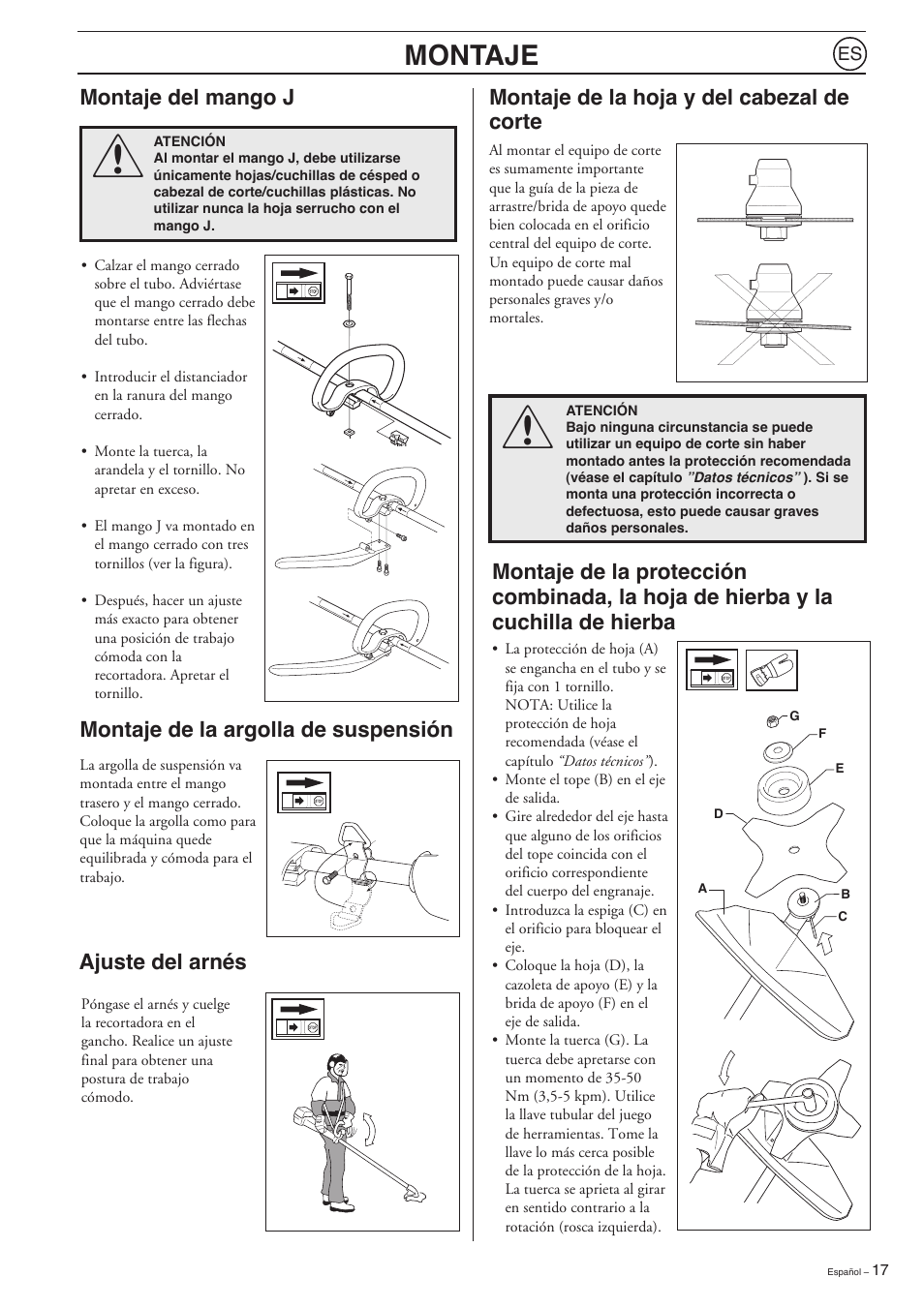 Montaje | Husqvarna 223L User Manual | Page 17 / 20
