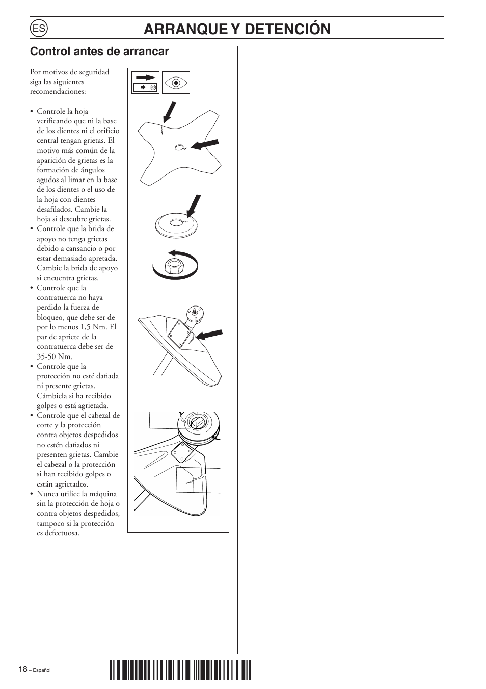 Arranque y detención, Z+r(^¶0, Control antes de arrancar | Husqvarna 223L User Manual | Page 18 / 20