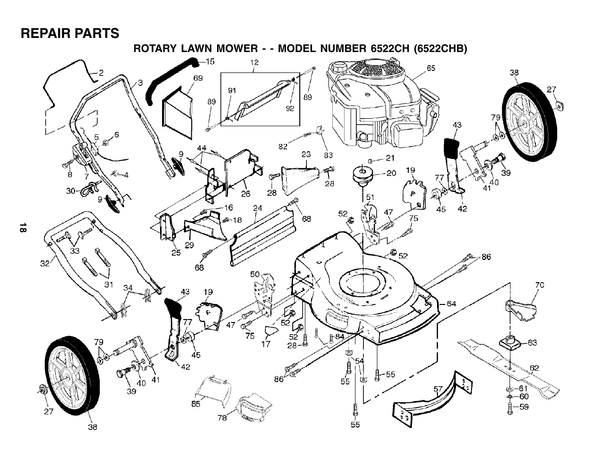 Repair parts (a), Repair parts | Husqvarna 6522CH User Manual | Page 18 / 20