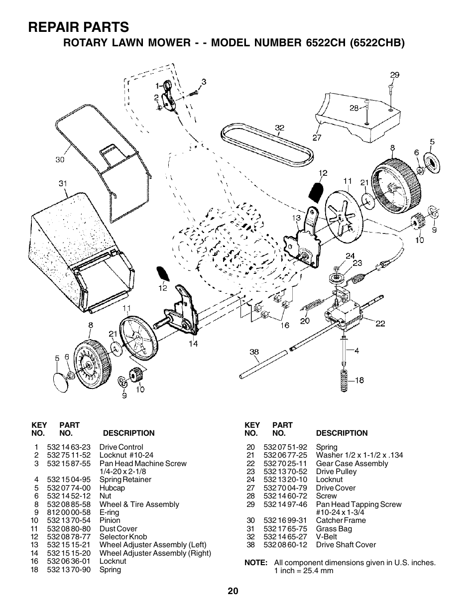 Repair parts (b), Repair parts | Husqvarna 6522CH User Manual | Page 20 / 20