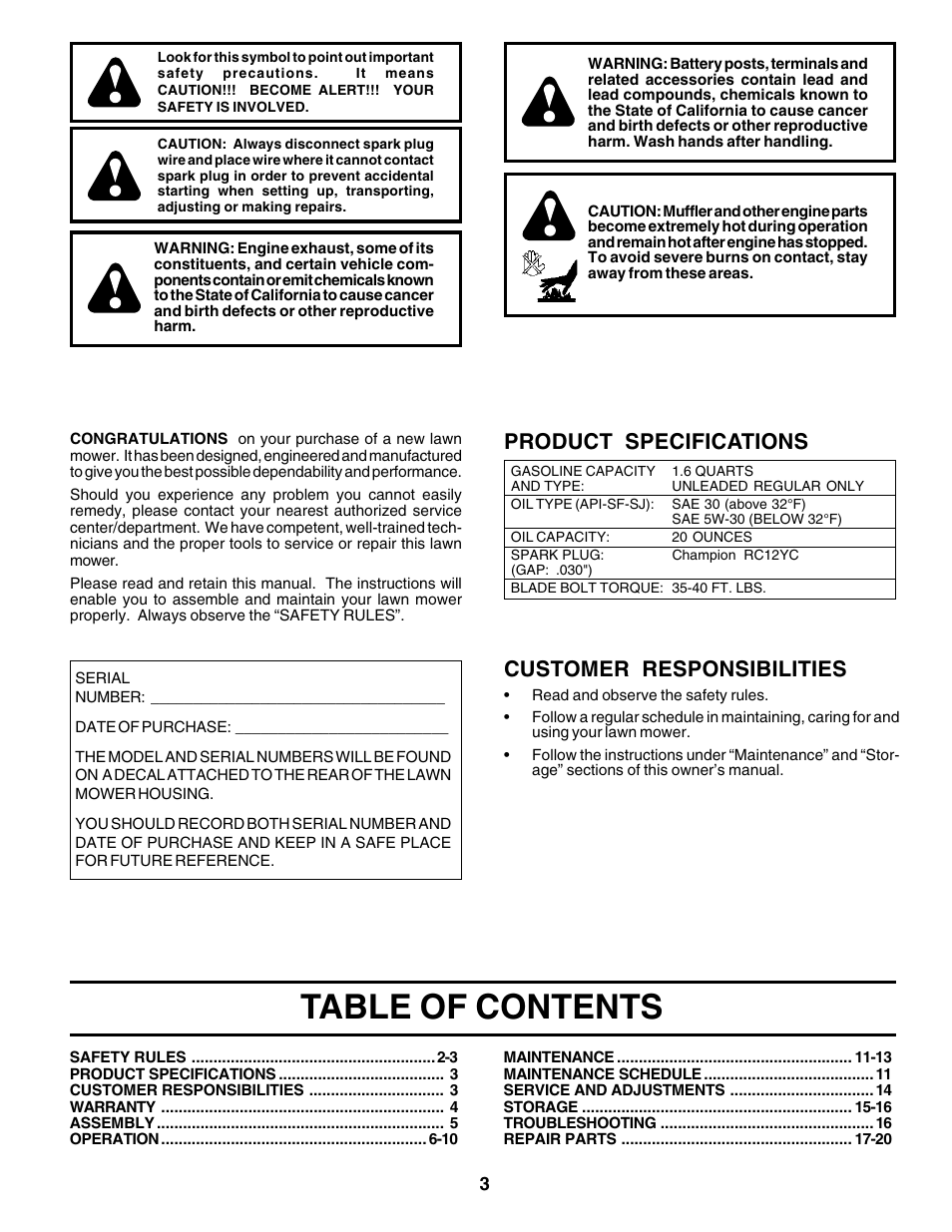 Husqvarna 6522CH User Manual | Page 3 / 20