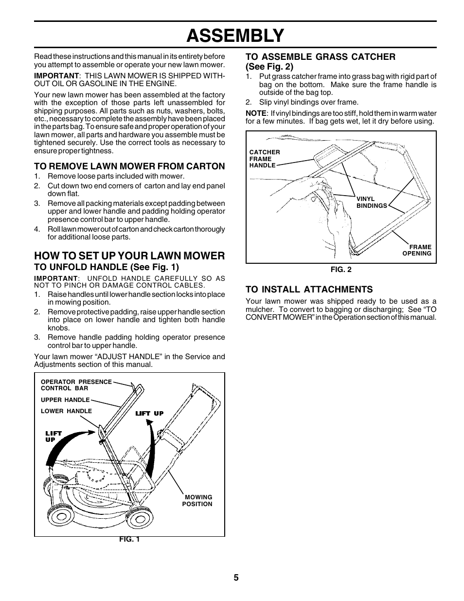 Assembly, How to set up your lawn mower | Husqvarna 6522CH User Manual | Page 5 / 20