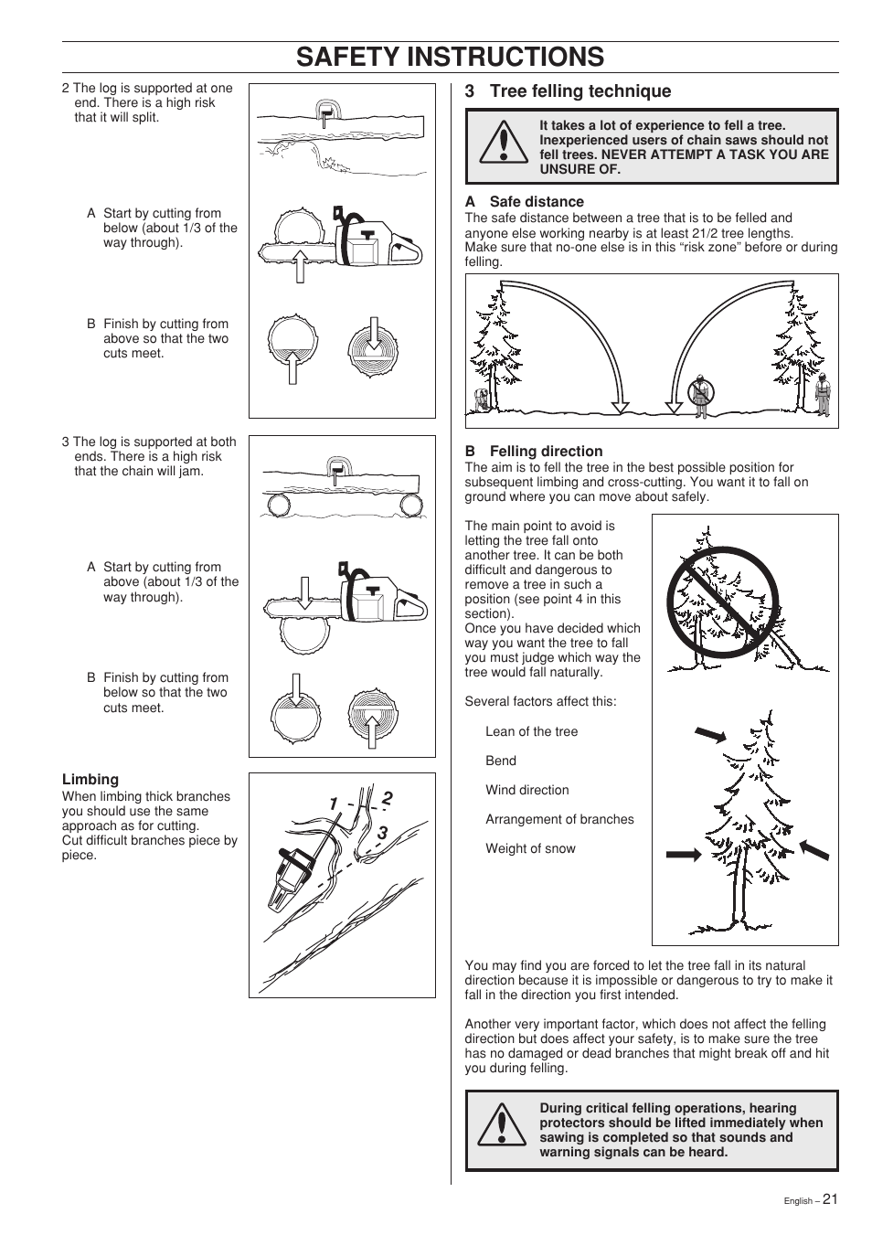 Safety instructions, 3 tree felling technique | Husqvarna 357XP User Manual | Page 21 / 36