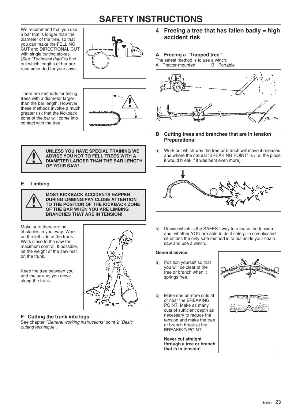 Safety instructions | Husqvarna 357XP User Manual | Page 23 / 36