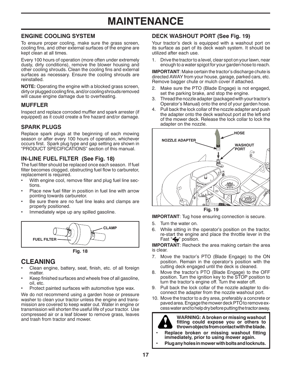 Maintenance, Cleaning | Husqvarna 2748 GLS User Manual | Page 17 / 49