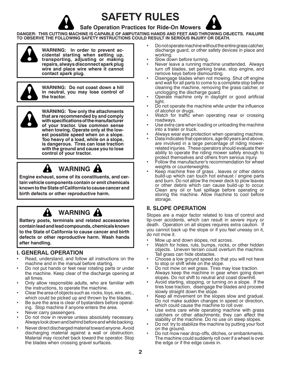 Safety rules, Warning | Husqvarna 2748 GLS User Manual | Page 2 / 49