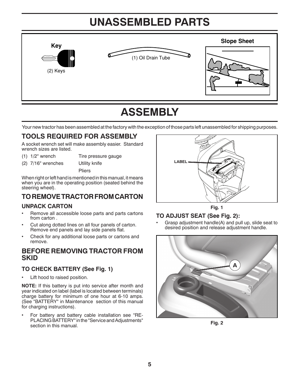 Assembly, Unassembled parts | Husqvarna 2748 GLS User Manual | Page 5 / 49
