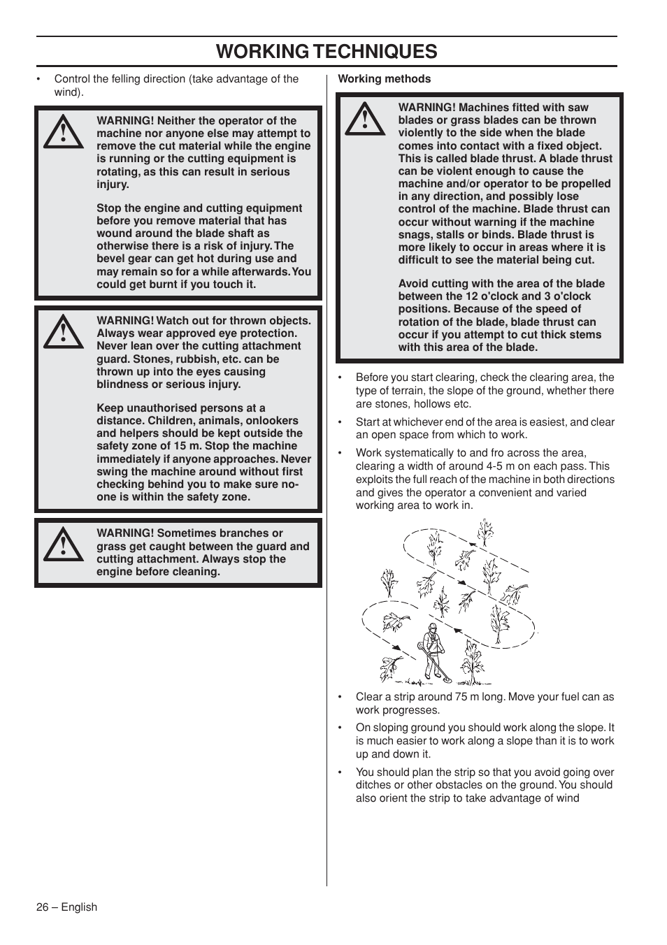 Working techniques | Husqvarna 235R User Manual | Page 26 / 52