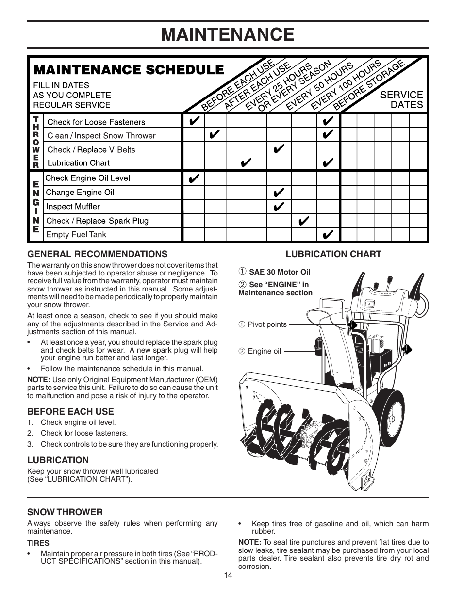 Maintenance | Husqvarna 8527 STE User Manual | Page 14 / 32