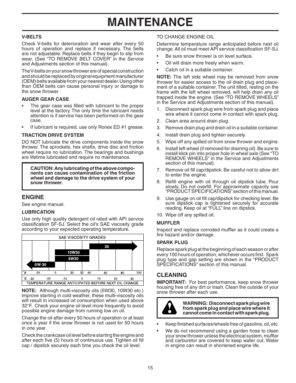 Maintenance | Husqvarna 8527 STE User Manual | Page 15 / 32