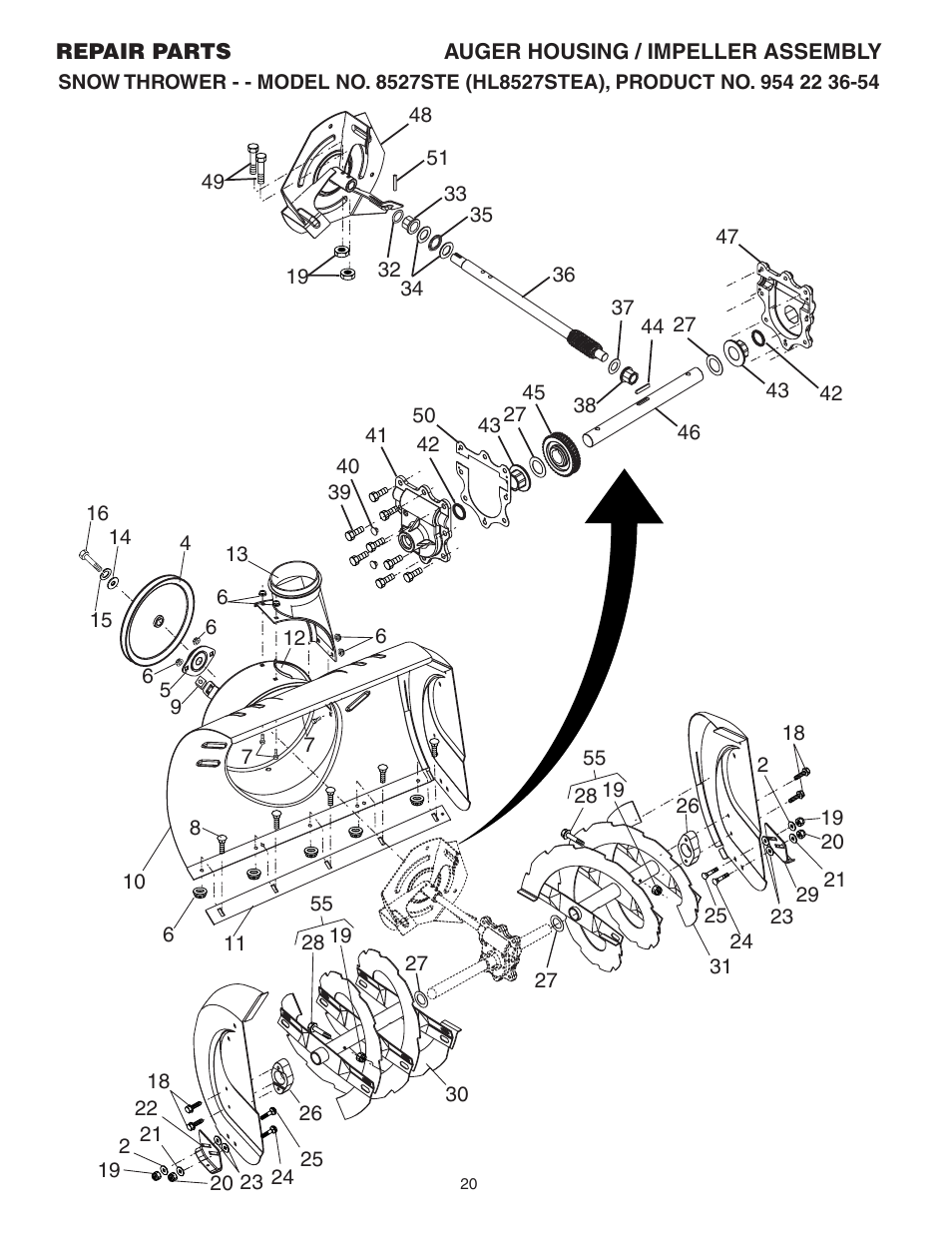 Repair parts, Auger/ impeller | Husqvarna 8527 STE User Manual | Page 20 / 32