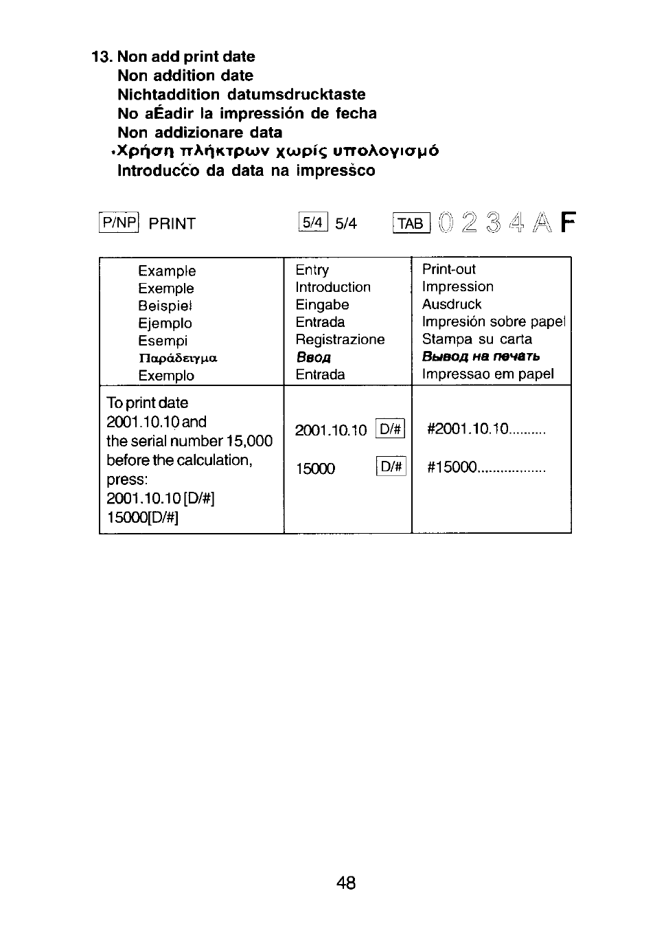 0 2 3 4 д f | CITIZEN CX-77BIII User Manual | Page 49 / 61