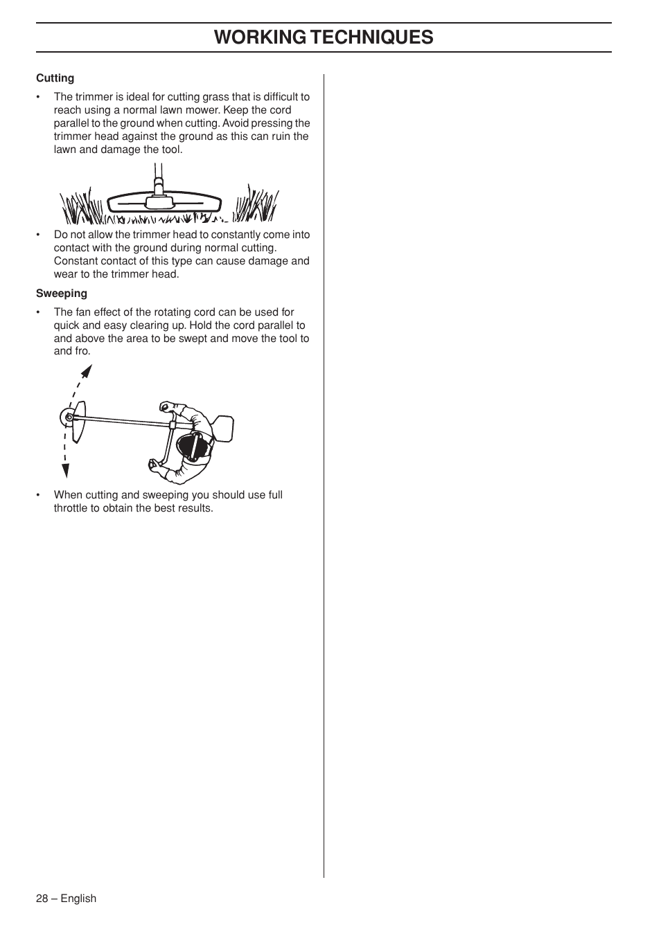 Working techniques | Husqvarna 355FX User Manual | Page 28 / 44