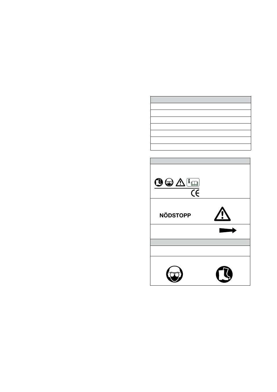 Safety precautions, Warning signs and their locations, Preparations before starting | Nödstopp | Husqvarna FS 800 EM User Manual | Page 5 / 15