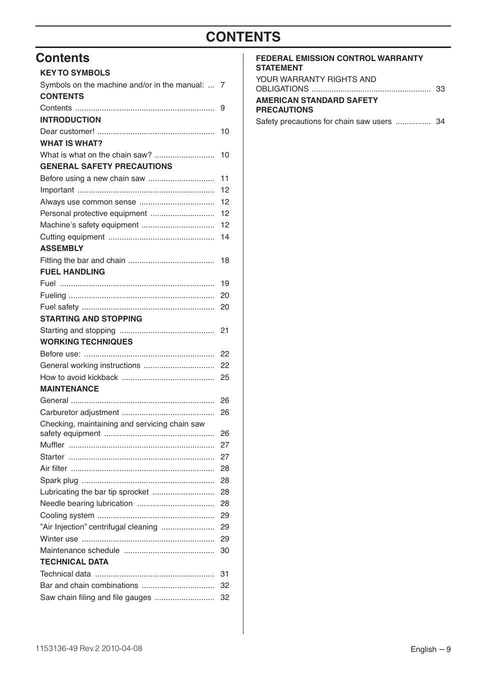 Husqvarna 1153136-49 User Manual | Page 9 / 100