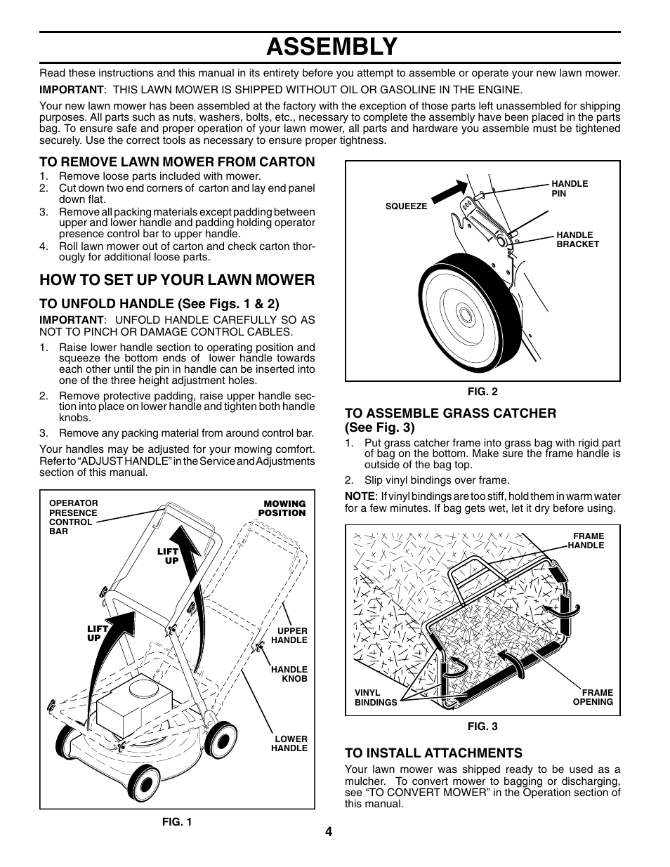 Assembly, How to set up your lawn mower | Husqvarna 5521BBC User Manual | Page 4 / 16