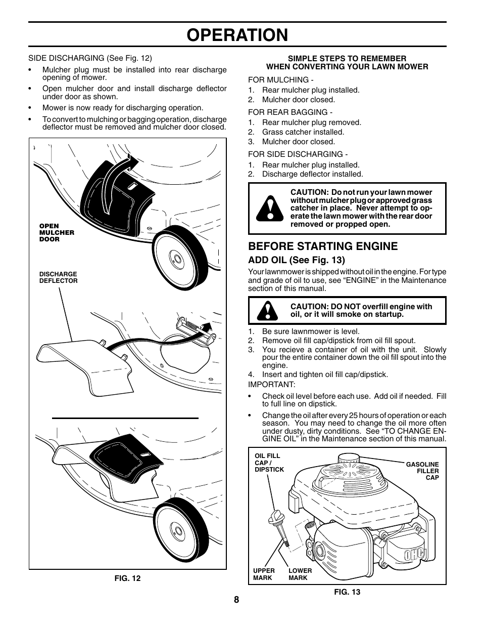 Operation, Before starting engine | Husqvarna 5521BBC User Manual | Page 8 / 16