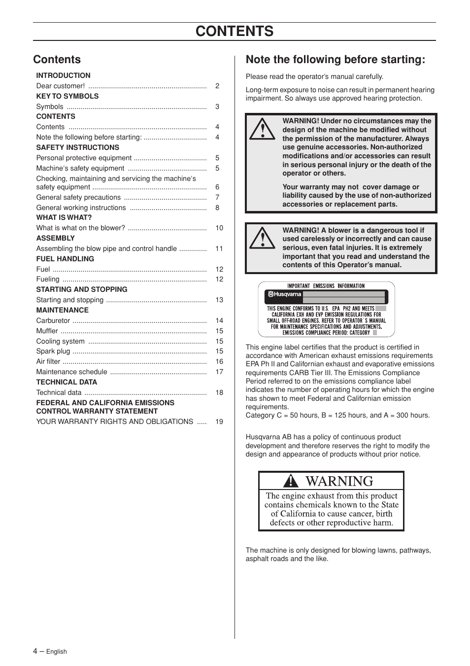 Husqvarna 356BFX User Manual | Page 4 / 24