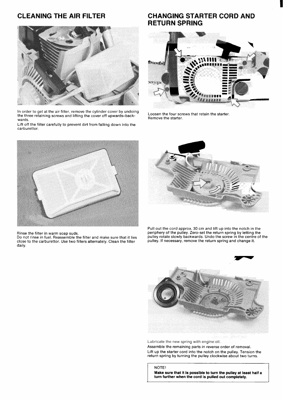 Changing starter cord and return spring | Husqvarna 50 Rancher User Manual | Page 4 / 8