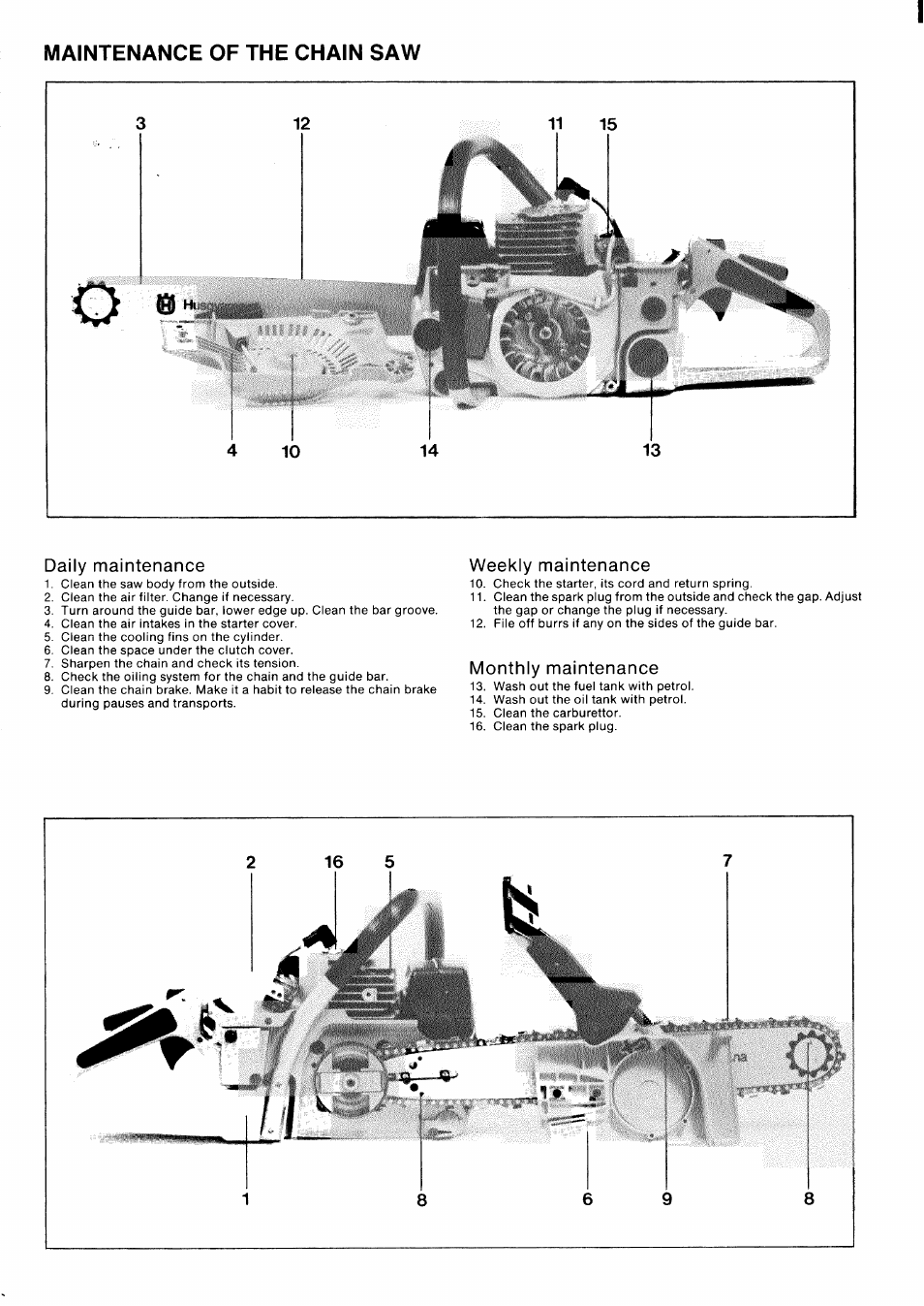 Maintenance of the chain saw | Husqvarna 50 Rancher User Manual | Page 6 / 8