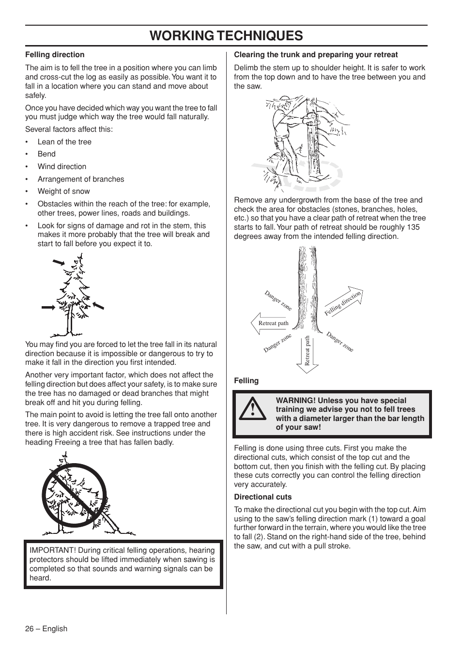 Working techniques | Husqvarna 445e TrioBrake User Manual | Page 26 / 44