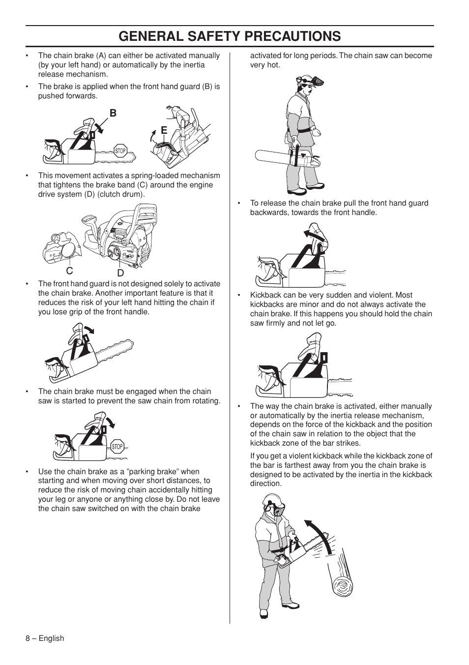 General safety precautions | Husqvarna 445e TrioBrake User Manual | Page 8 / 44