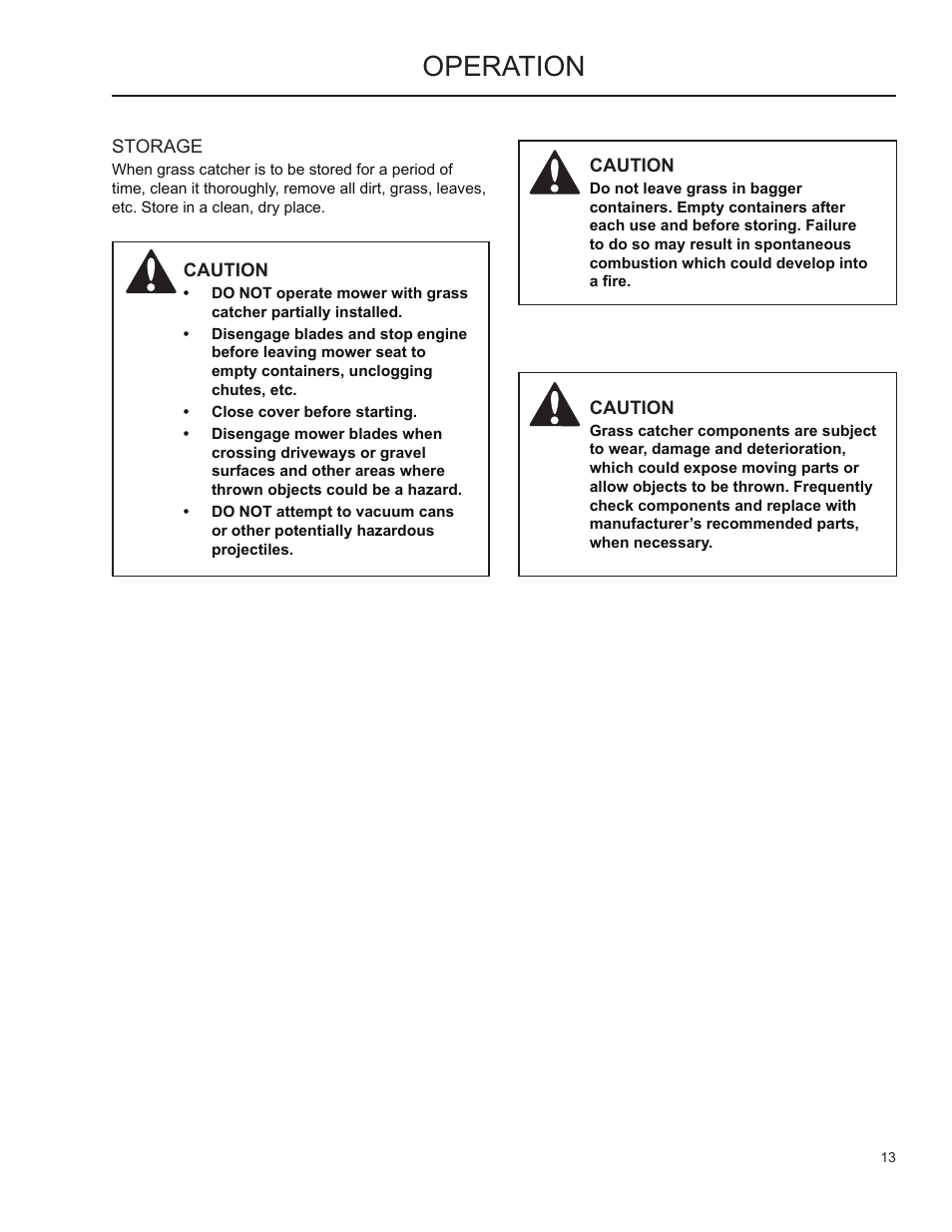 Operation, Storage | Husqvarna 965 610901 User Manual | Page 13 / 24