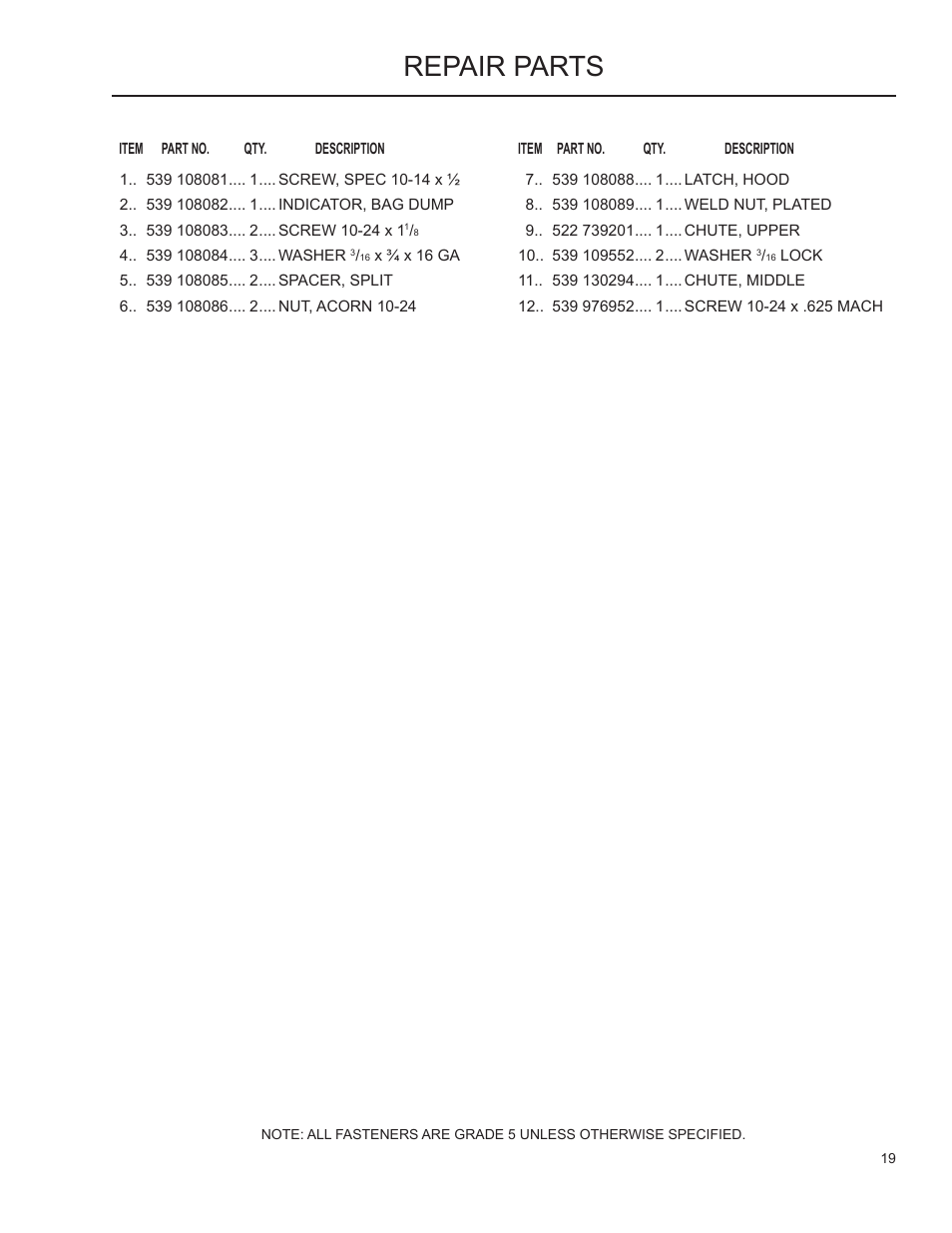 Repair parts | Husqvarna 965 610901 User Manual | Page 19 / 24