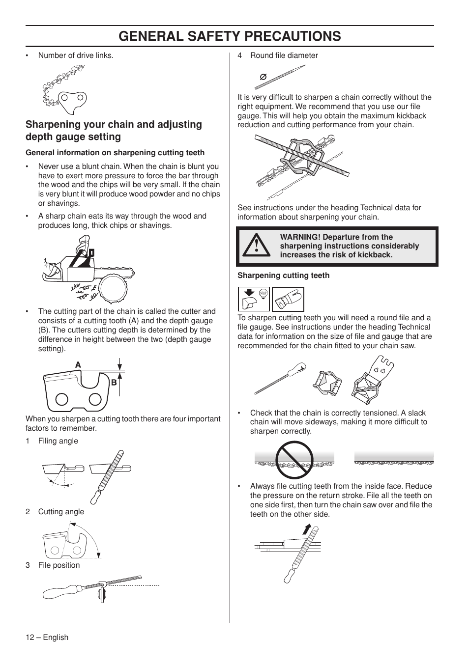 General safety precautions | Husqvarna 570 576 XP User Manual | Page 12 / 44