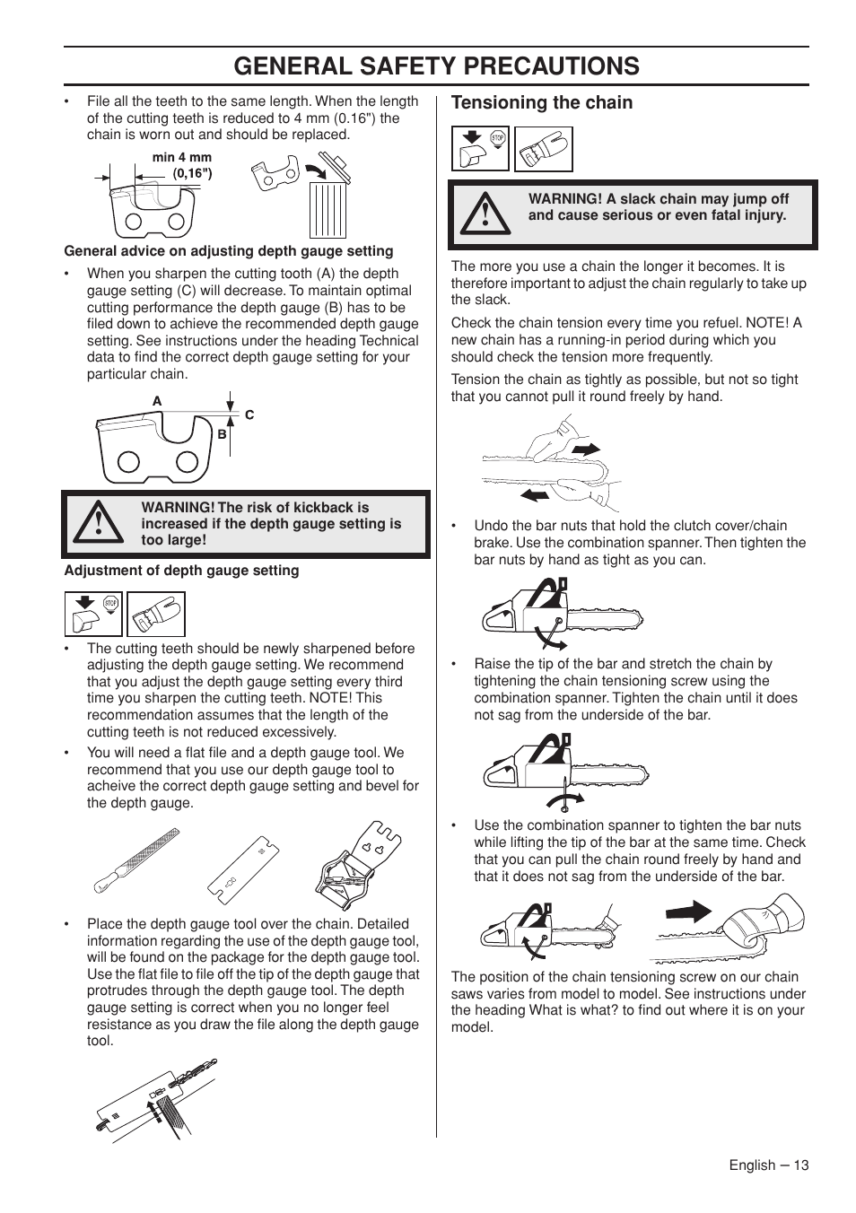 General safety precautions | Husqvarna 570 576 XP User Manual | Page 13 / 44