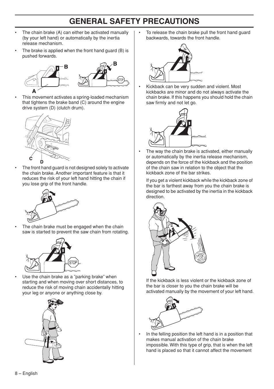 General safety precautions | Husqvarna 570 576 XP User Manual | Page 8 / 44