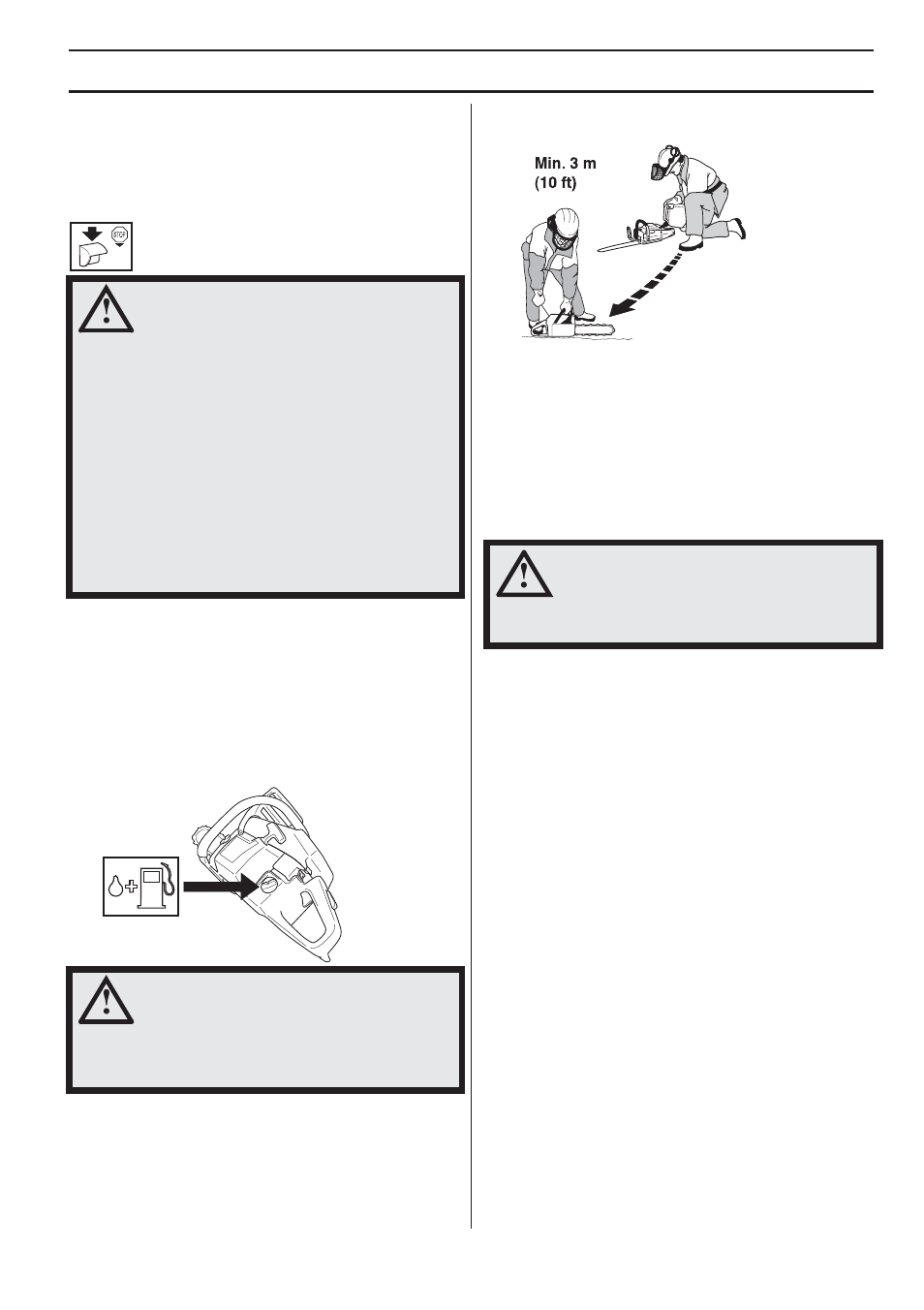 Repostaje, Seguridad en el uso del combustible, Transporte y almacenamiento | Almacenamiento prolongado, Manipulacion del combustible | Husqvarna 455e Rancher User Manual | Page 109 / 140
