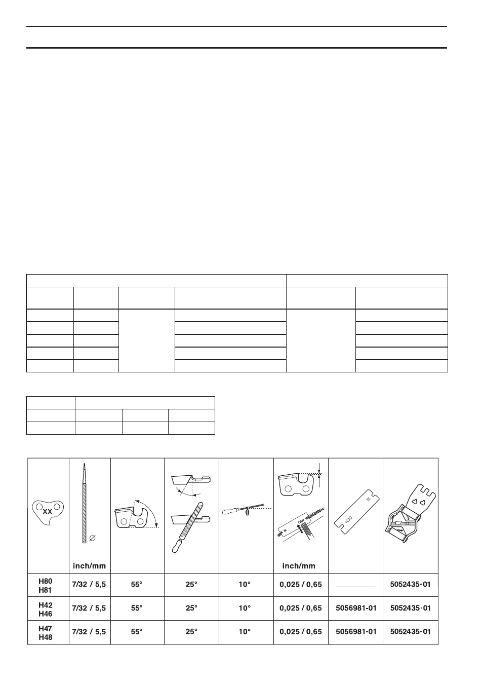 Combinaciones de espada y cadena, Datos tecnicos | Husqvarna 455e Rancher User Manual | Page 130 / 140