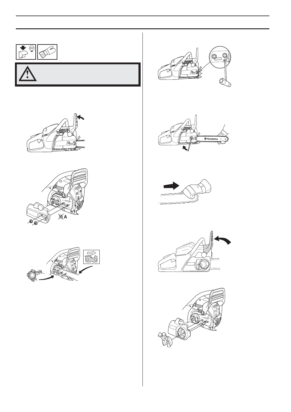 Fitting the bar and chain, 455 rancher, 460 rancher, 455e rancher | Assembly | Husqvarna 455e Rancher User Manual | Page 18 / 140