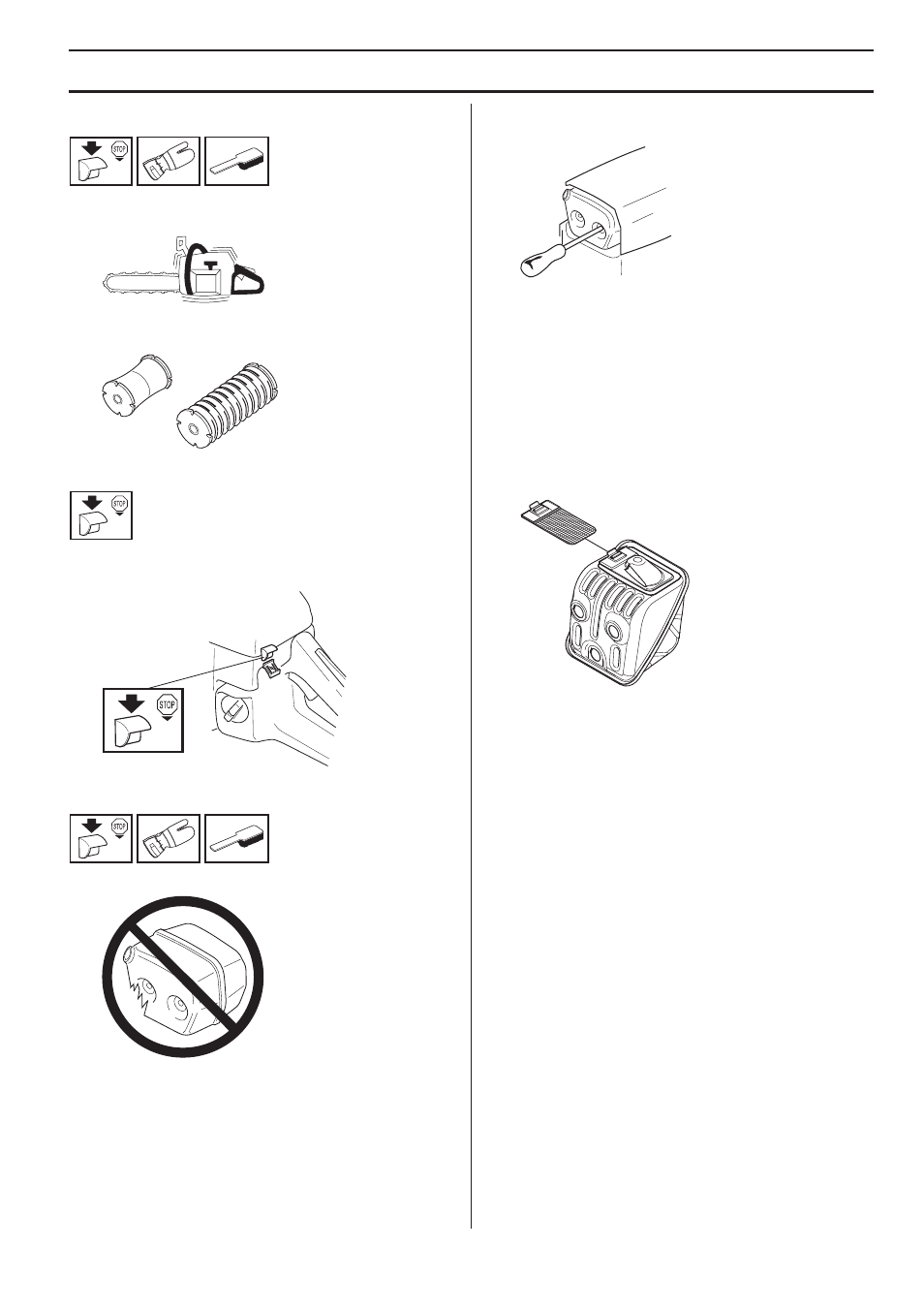 Vibration damping system, Stop switch, Muffler | Maintenance | Husqvarna 455e Rancher User Manual | Page 35 / 140