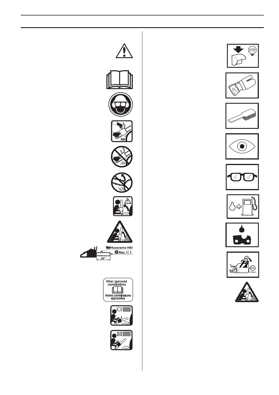 Symboles sur la machine, Symboles dans le manuel, Explication des symboles | Husqvarna 455e Rancher User Manual | Page 45 / 140