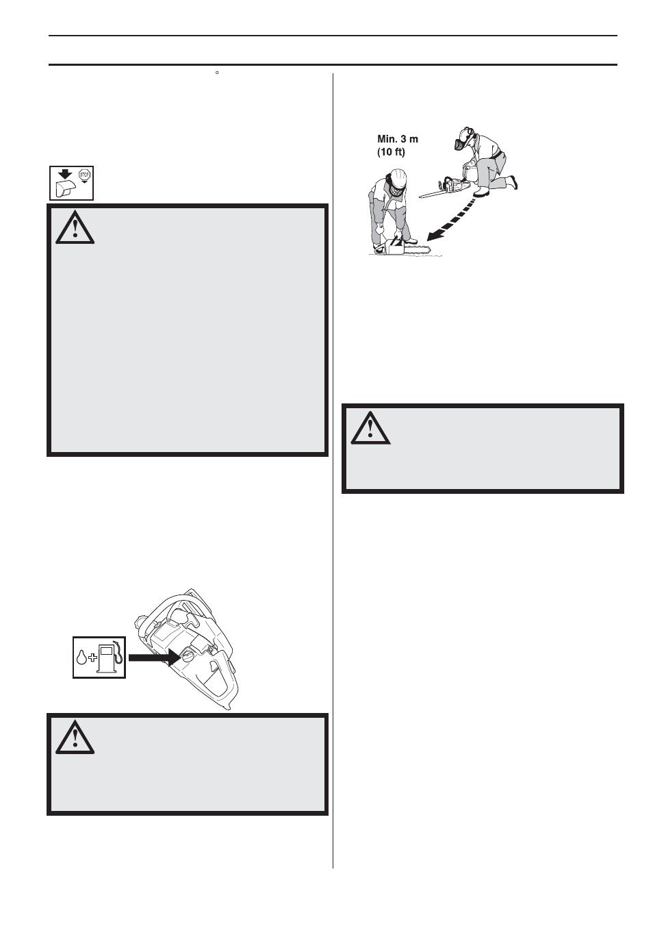 Remplissage de carburant, Sécurité carburant, Transport et rangement | Remisage prolongé, Manipulation du carburant | Husqvarna 455e Rancher User Manual | Page 65 / 140