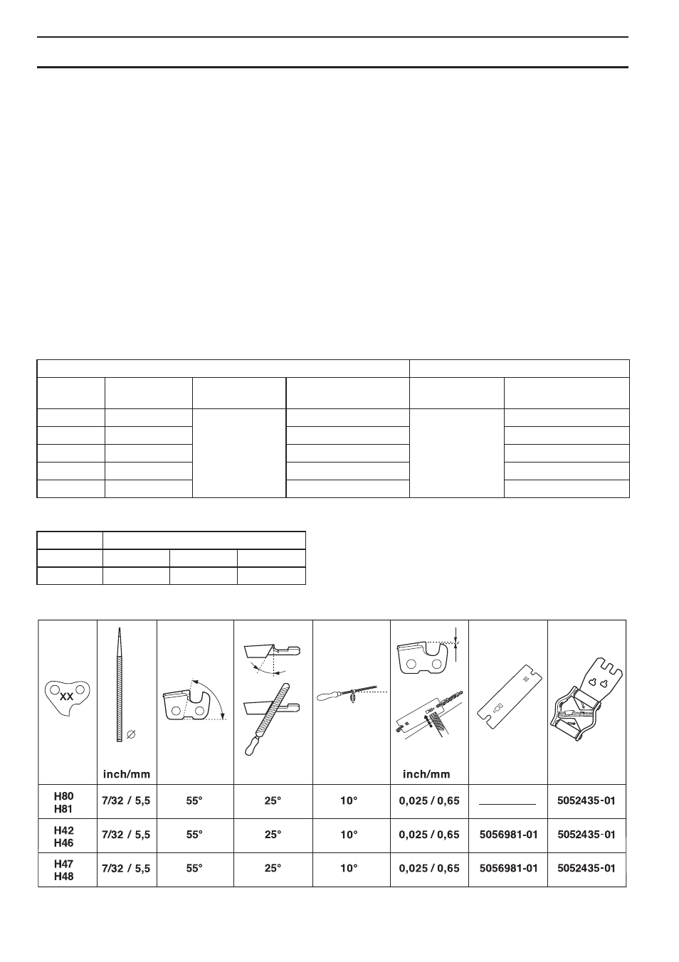 Affûtage de la chaîne et gabarits d’affûtage, Caractéristiques techniques | Husqvarna 455e Rancher User Manual | Page 86 / 140