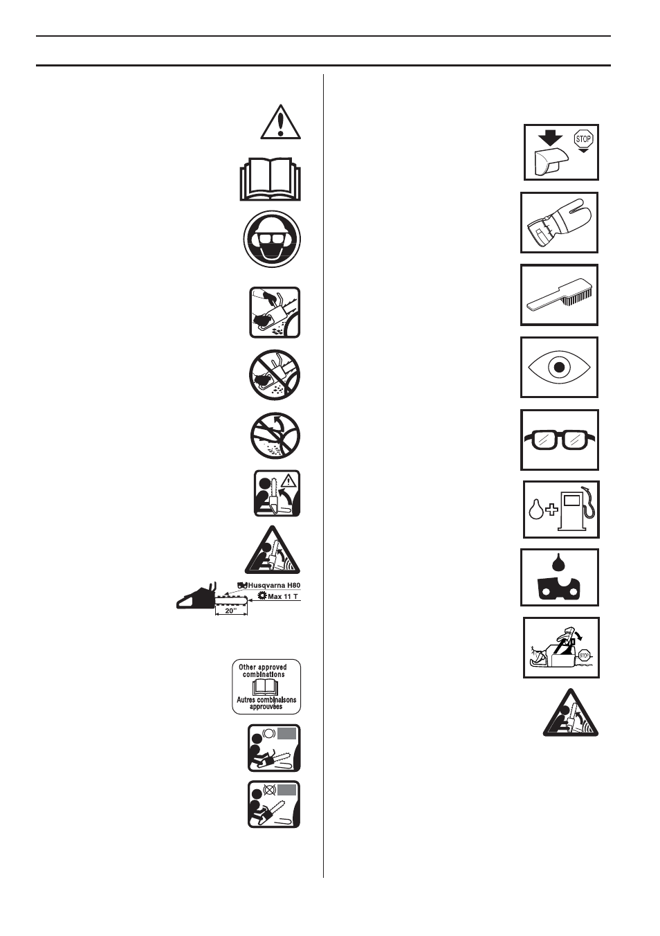 Símbolos en la máquina, Símbolos en el manual de instrucciones, Aclaracion de los simbolos | Husqvarna 455e Rancher User Manual | Page 90 / 140