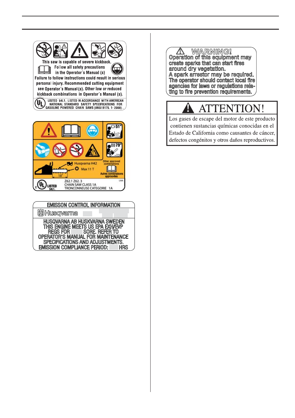 Aclaracion de los simbolos | Husqvarna 455e Rancher User Manual | Page 91 / 140
