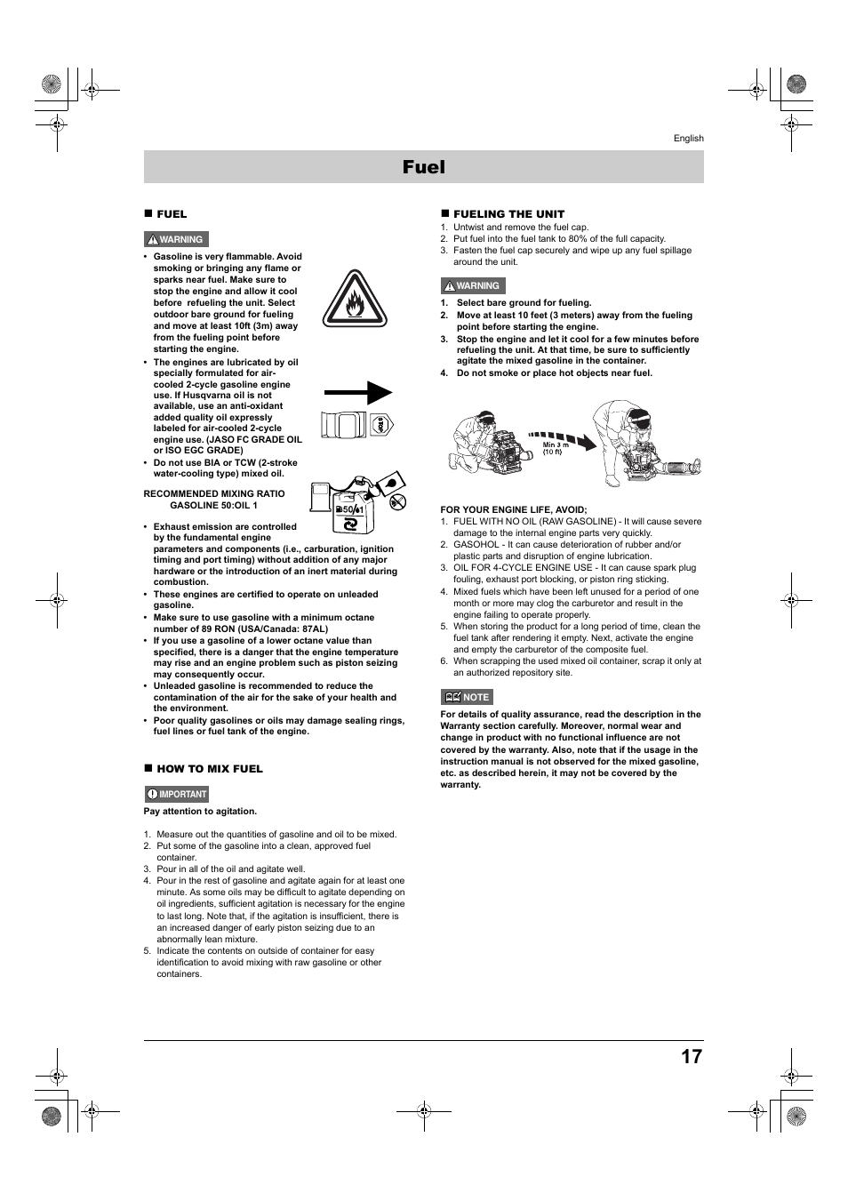 Fuel | Husqvarna 370BTS User Manual | Page 17 / 22