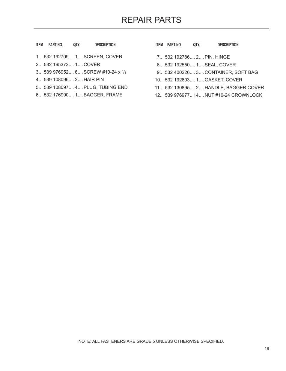 Repair parts | Husqvarna Grass Catcher 2345 XLS User Manual | Page 18 / 21