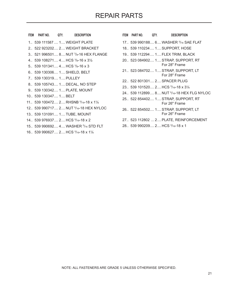 Repair parts | Husqvarna Grass Catcher 2345 XLS User Manual | Page 20 / 21