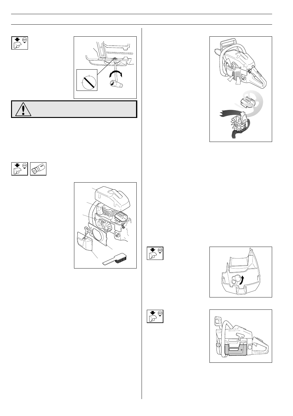 Maintenance, Cooling system, Centrifugal cleaning ”air injection | Winter use, Adjustment of the oil pump | Husqvarna 355 User Manual | Page 32 / 36