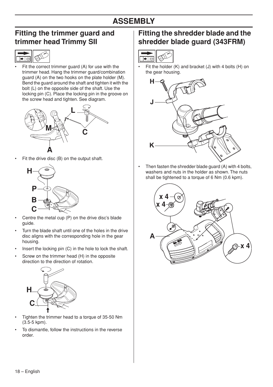 Assembly, La m c, Ax 4 x 4 x 4 | Husqvarna 343R  EN User Manual | Page 18 / 52