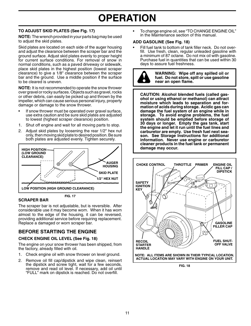 Operation, Before starting the engine | Husqvarna 524S User Manual | Page 11 / 32